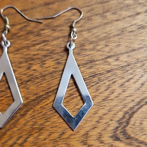 Silver Geometric Earrings - Picture 3 of 3